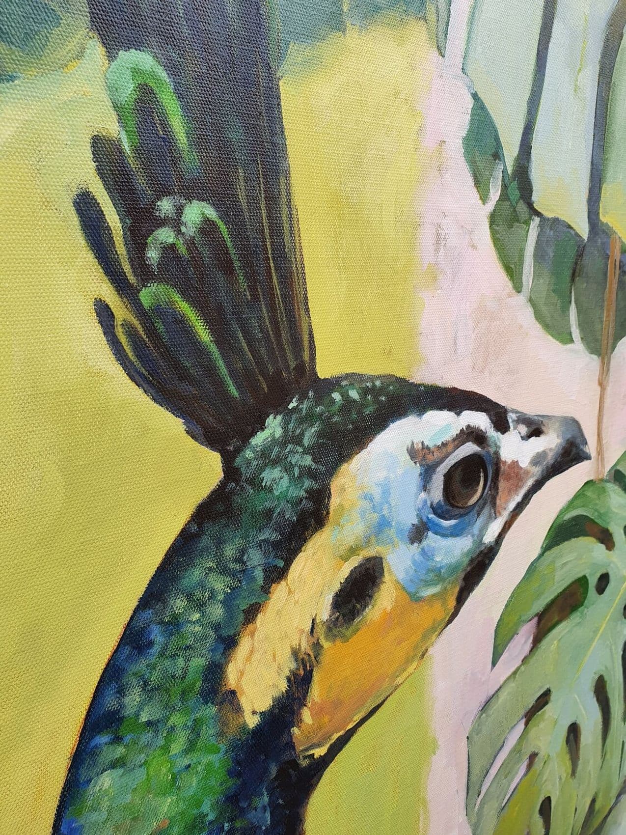 Pfau mit Monstera — Ansicht 1