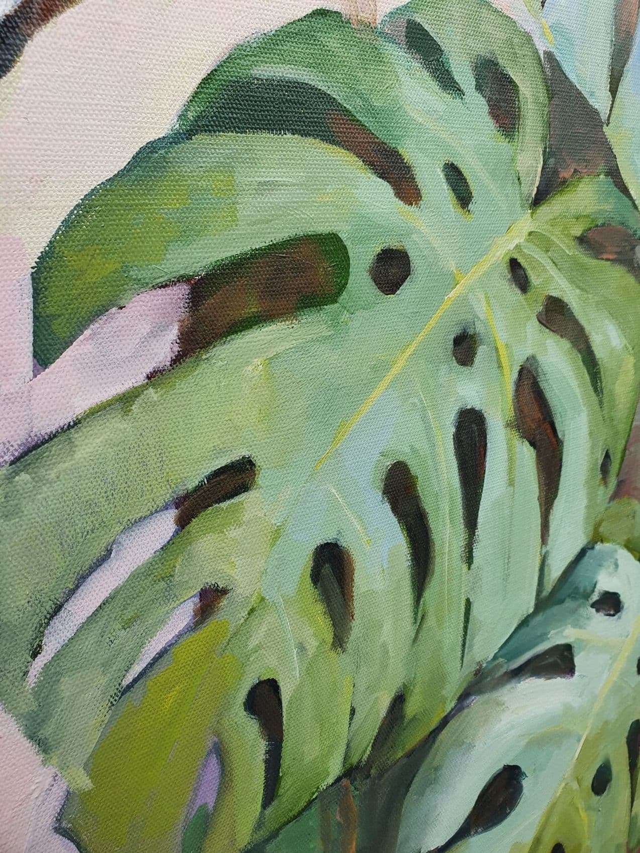 Pfau mit Monstera — Ansicht 2